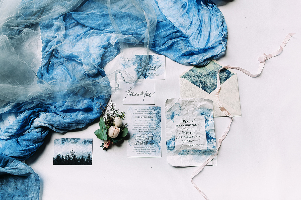 Пыльно-голубая акварель: нежная летняя свадьба